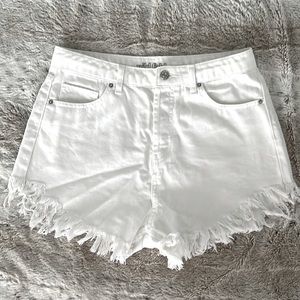 High Rise White denim shorts